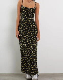 Motel Rocks Day Dresses-Kafka Maxi Dress in Buttercup Black and Yellow ButtercupBlackYellow