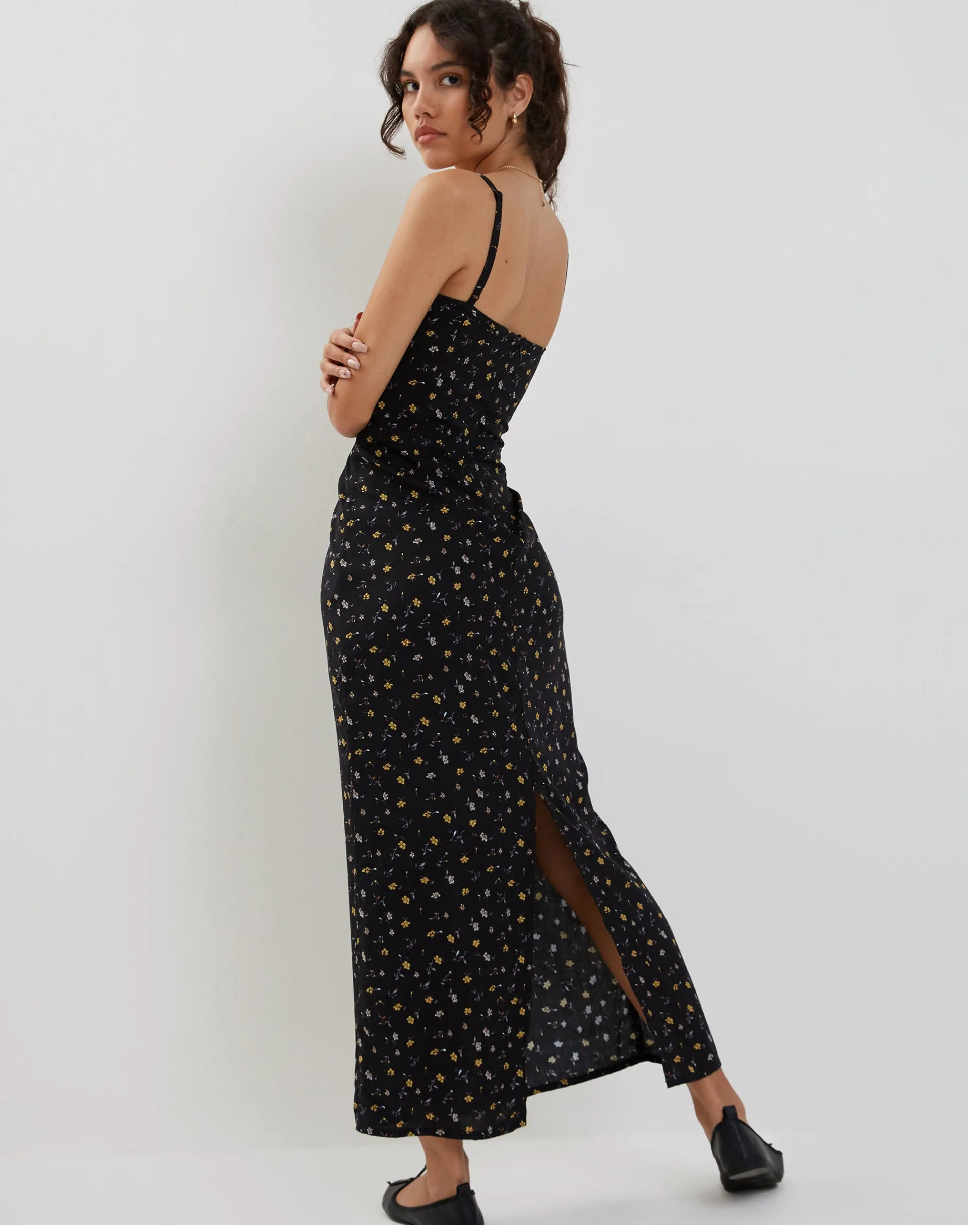 Motel Rocks Printed Dresses-Kafka Maxi Dress in Pretty Petal Black DistyFloralBlueRed