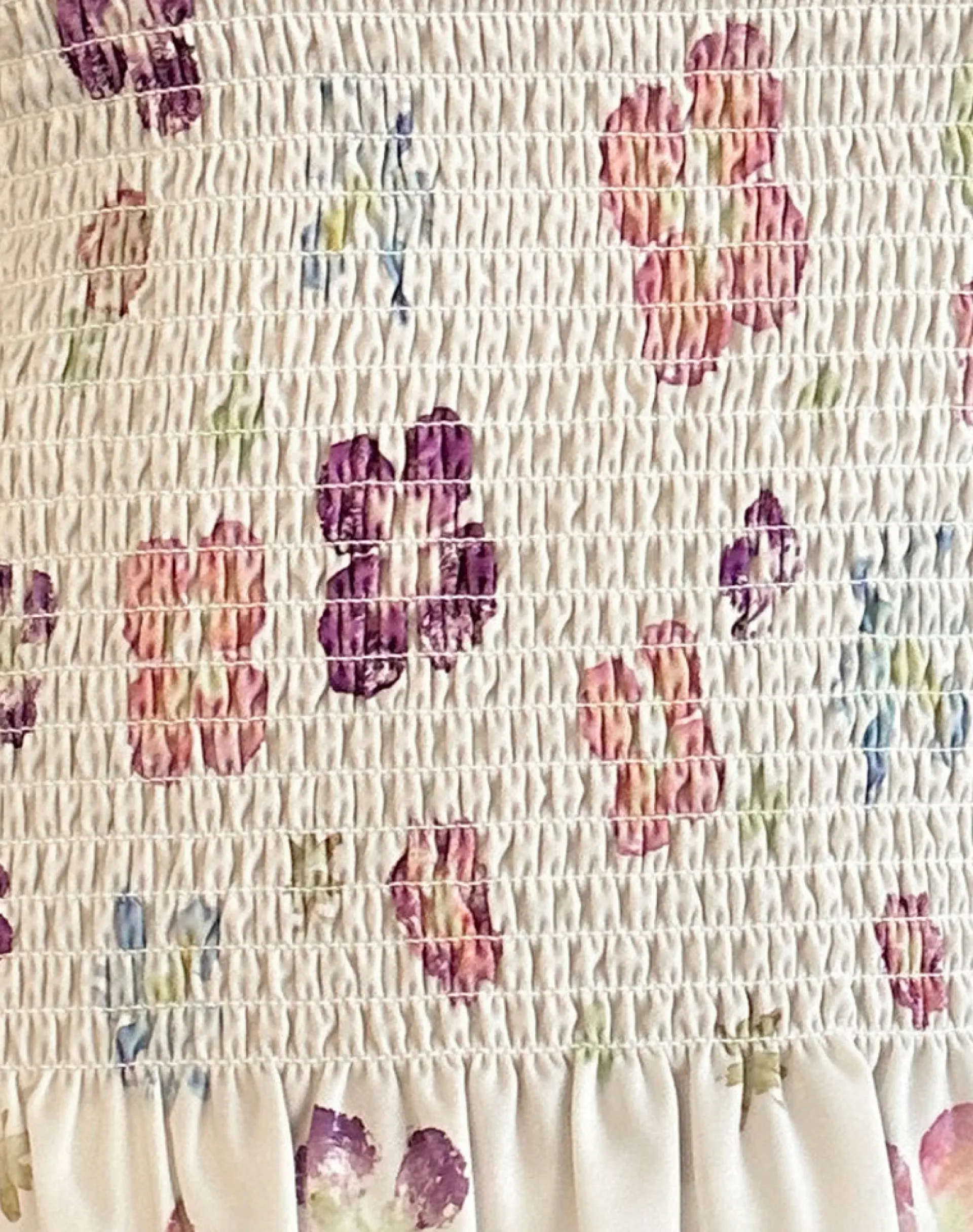Motel Rocks Vest Tops | Printed Tops-Kagumi Shirred Top in Flower Stamp Purple FlowerStampPurple