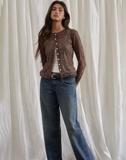 Motel Rocks Shirts And Blouses | Printed Tops-Kahula Shirt in Mesh Rar Leopard MeshRarLeopard
