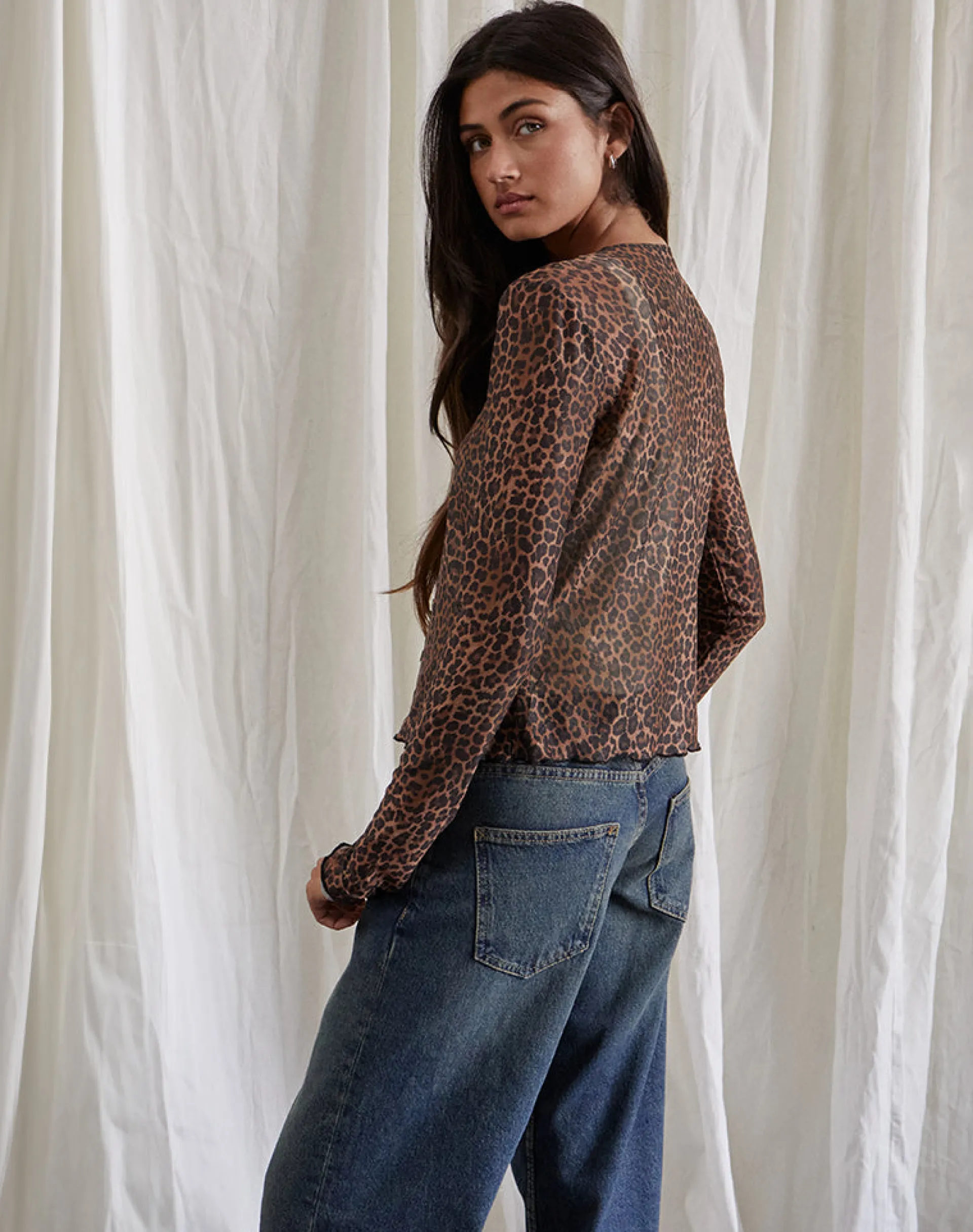 Motel Rocks Shirts And Blouses | Printed Tops-Kahula Shirt in Mesh Rar Leopard MeshRarLeopard