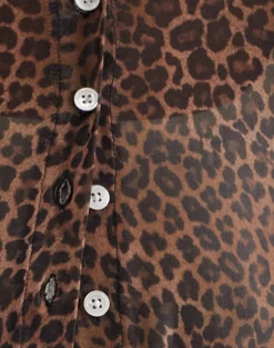 Motel Rocks Shirts And Blouses | Printed Tops-Kahula Shirt in Mesh Rar Leopard MeshRarLeopard