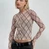 Motel Rocks Shirts And Blouses | Printed Tops-Kahula Shirt in Sketchy Stripe Nude SketchyStripeNude