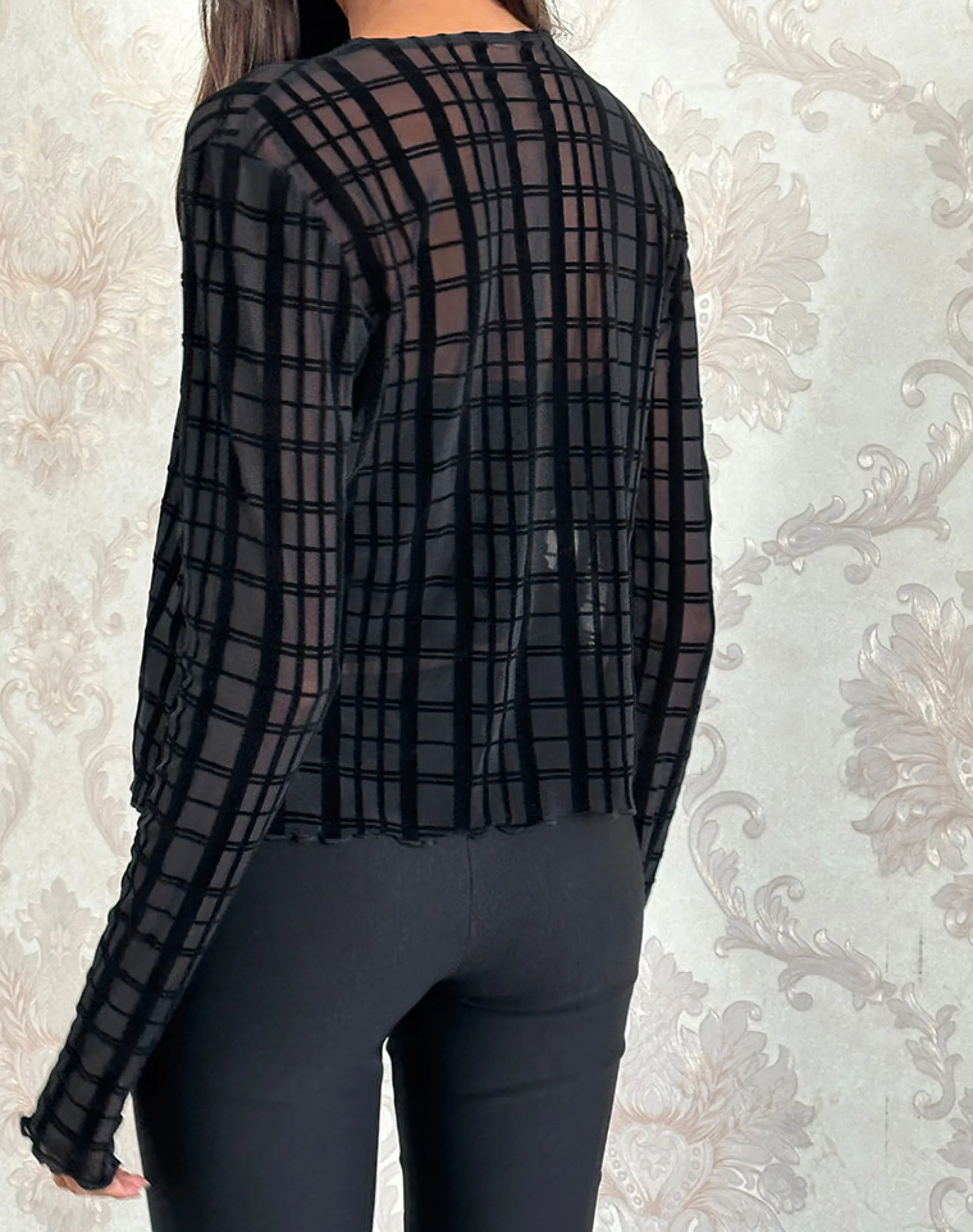 Motel Rocks Co-Ords | Shirts And Blouses-Kahula Shirt in Tonal Check Flock Black TonalCheckFlockBlack