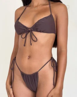 Motel Rocks Swimwear-Kaia Bikini Top in Coffee