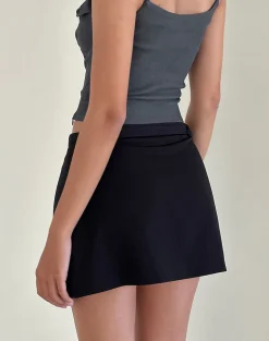 Motel Rocks Tailoring | Mini Skirts-Kaimar Belted Mini Skirt in Black