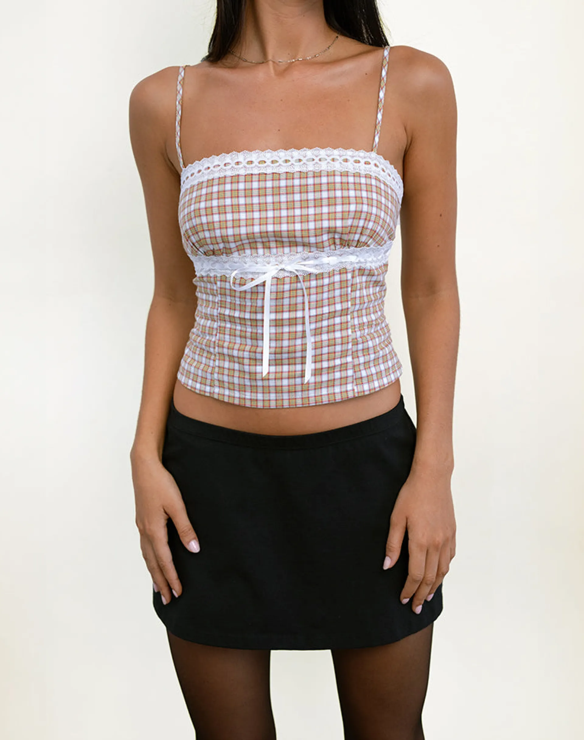 Motel Rocks Corset Tops | Printed Tops-Kaita Cami Top in Red and Yellow RedandYellow