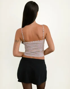 Motel Rocks Corset Tops | Printed Tops-Kaita Cami Top in Red and Yellow RedandYellow