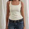Motel Rocks Basic Tops | Vest Tops-Kalinda Vest Top in Pointelle Ivory