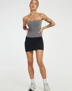 Motel Rocks Corset Tops | Bandeau Tops-Kansa Corset Top in Charcoal