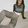 Motel Rocks Long Sleeve Tops-Kansaya Crop Top in Black