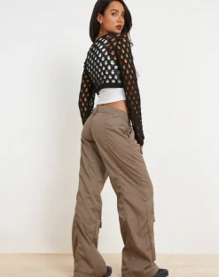 Motel Rocks Long Sleeve Tops-Kansaya Crop Top in Black