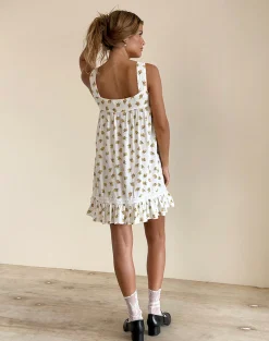 Motel Rocks Printed Dresses | Day Dresses-Karina Dress in Funshine Floral Off White