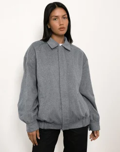 Motel Rocks Jackets-Karinta Jacket in Grey Marl Wool
