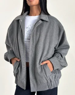 Motel Rocks Jackets-Karinta Jacket in Grey Marl Wool