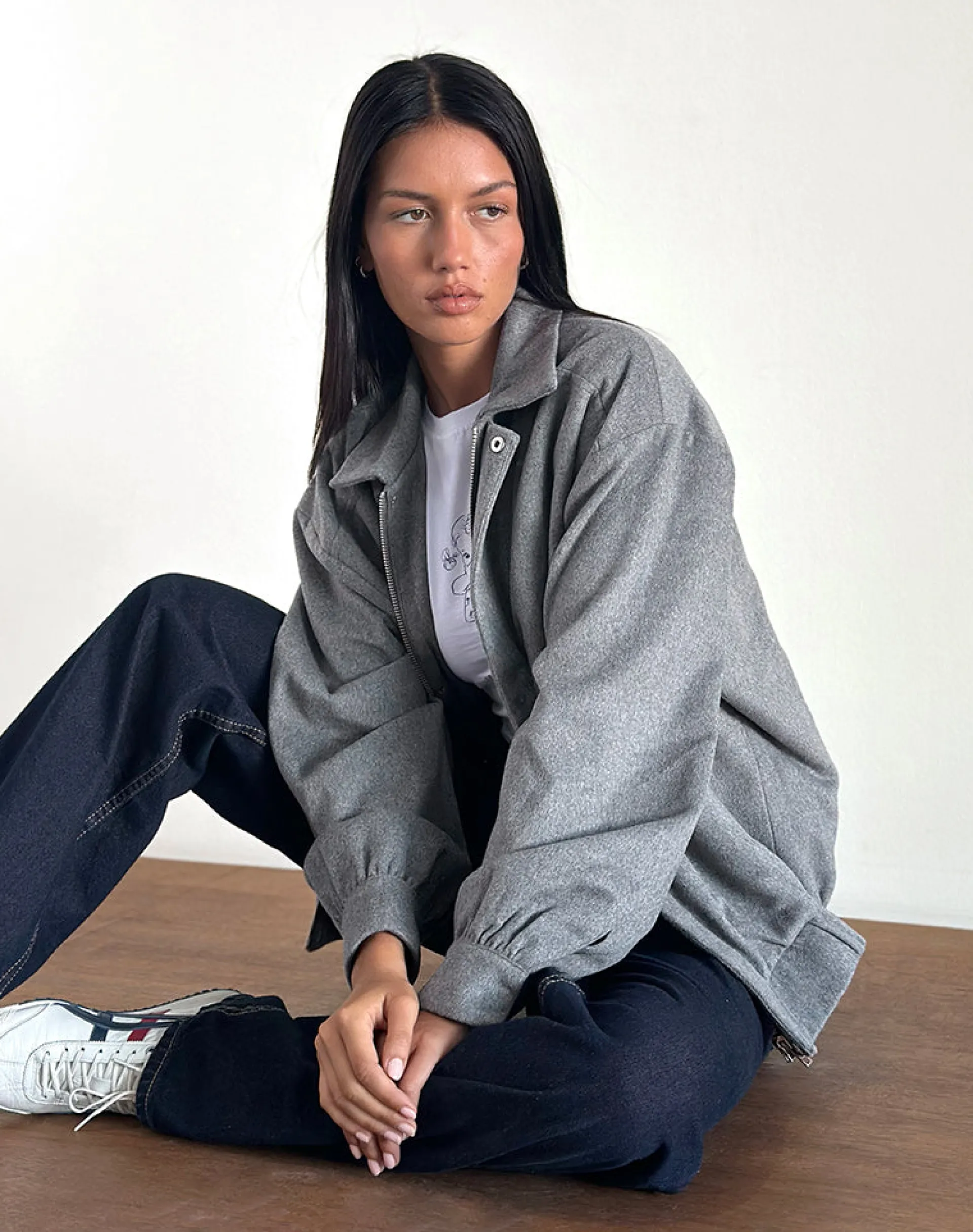 Motel Rocks Jackets-Karinta Jacket in Grey Marl Wool