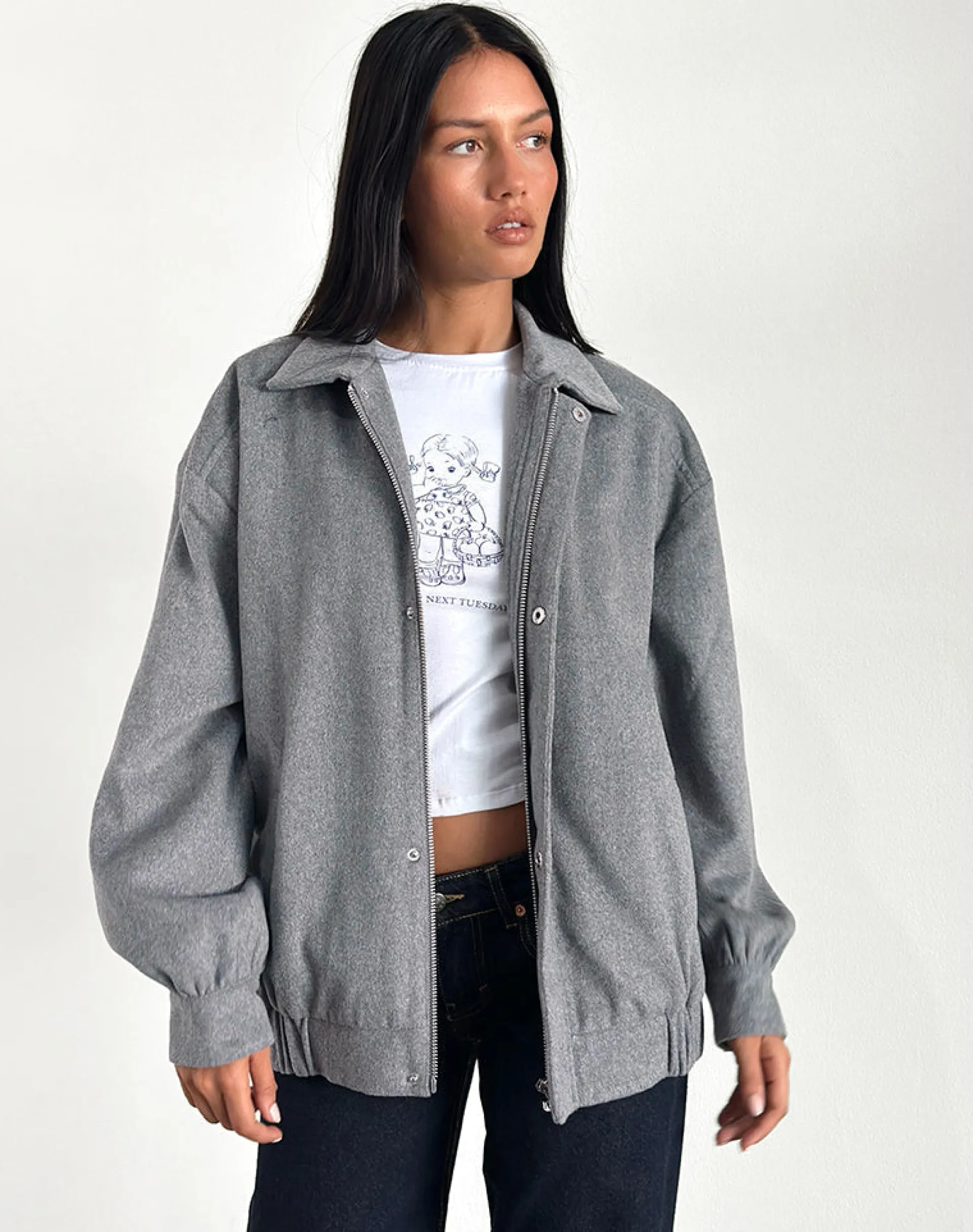 Motel Rocks Jackets-Karinta Jacket in Grey Marl Wool