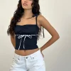 Motel Rocks Tailoring | Co-Ords-Karisa Cami Top in Navy with White Binding