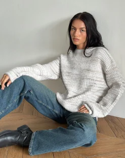Motel Rocks Jumpers-Karu Jumper in Neutral Brushed Knit NeutralBrushedKnit
