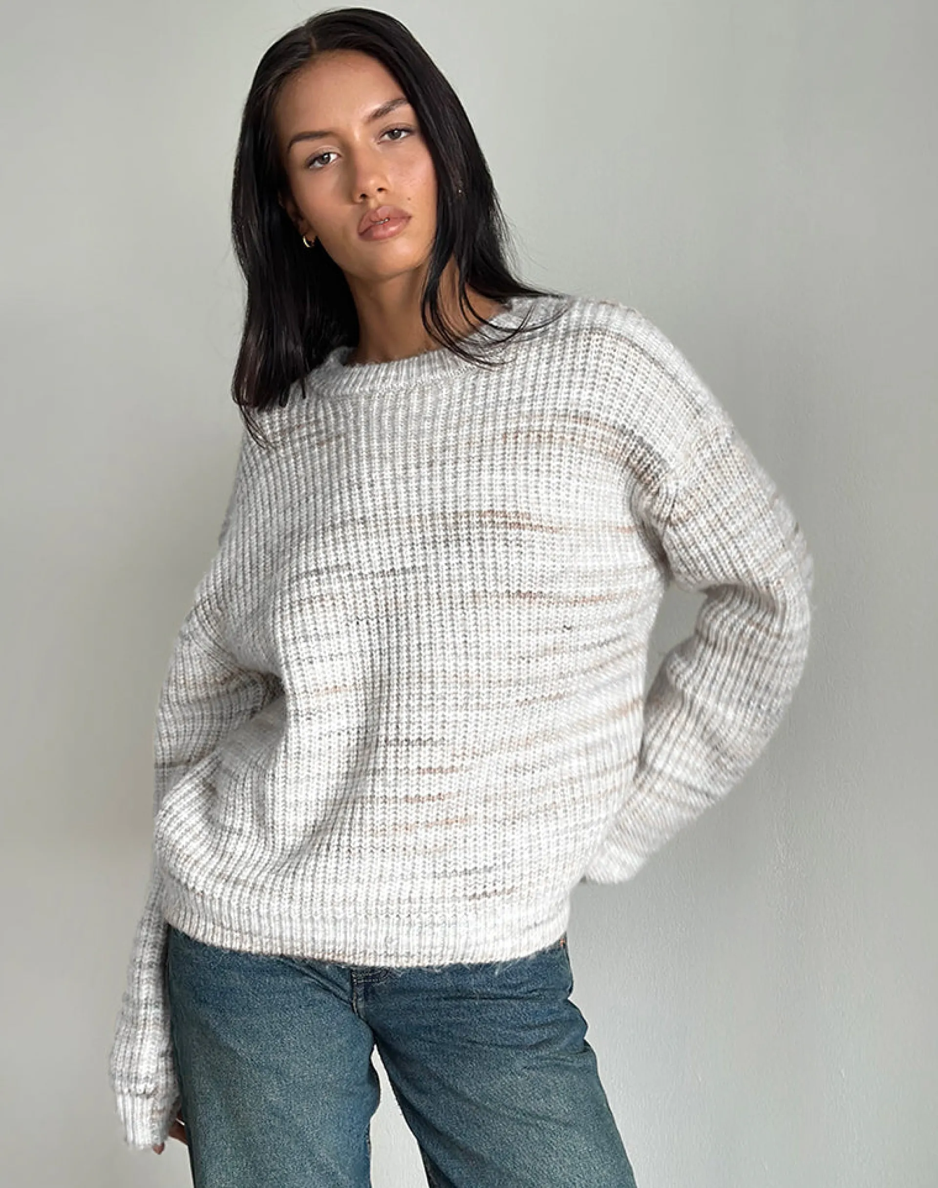 Motel Rocks Jumpers-Karu Jumper in Neutral Brushed Knit NeutralBrushedKnit