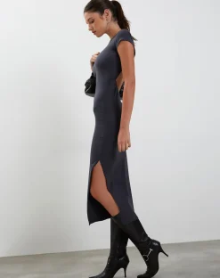 Motel Rocks Basics | Day Dresses-Kasor Open Back Midi Dress in Ocean Storm OceanStorm