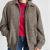 Motel Rocks Jackets-Kassira Jacket in Tonal Brown Check