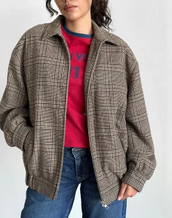 Motel Rocks Jackets-Kassira Jacket in Tonal Brown Check