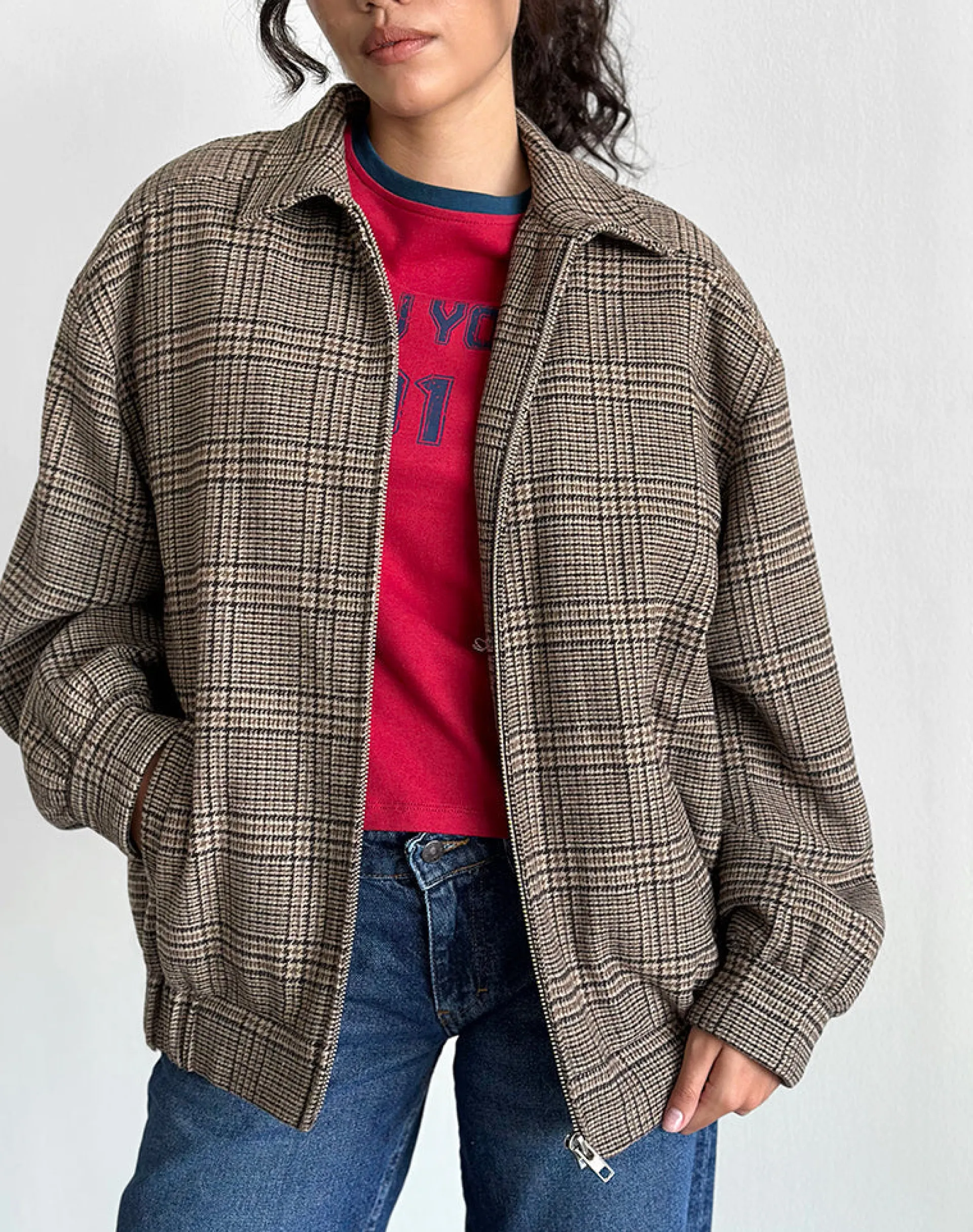 Motel Rocks Jackets-Kassira Jacket in Tonal Brown Check