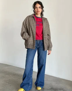 Motel Rocks Jackets-Kassira Jacket in Tonal Brown Check