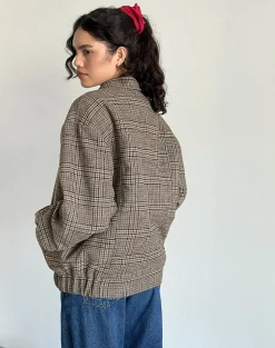 Motel Rocks Jackets-Kassira Jacket in Tonal Brown Check
