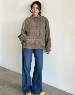 Motel Rocks Jackets-Kassira Jacket in Tonal Brown Check