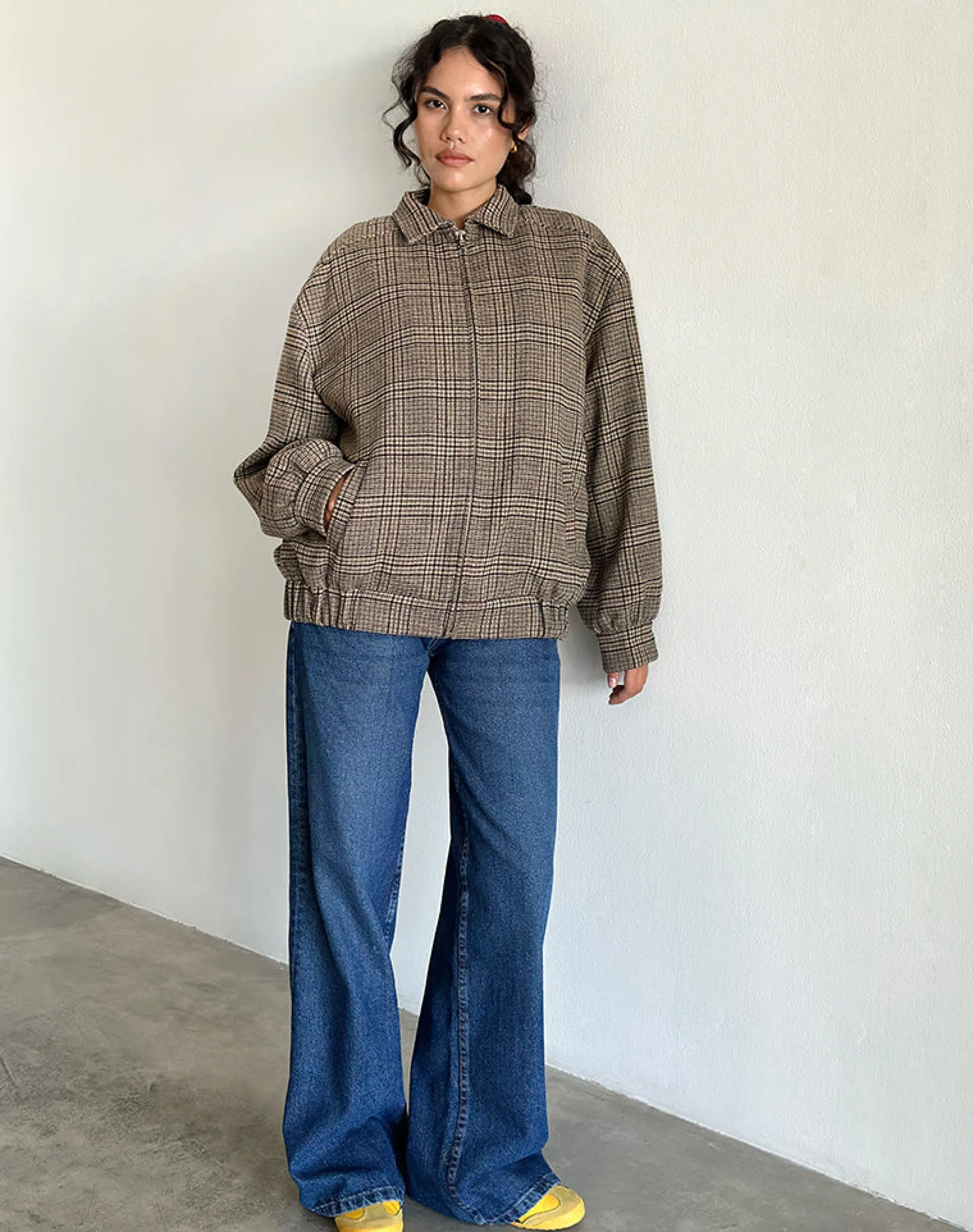 Motel Rocks Jackets-Kassira Jacket in Tonal Brown Check