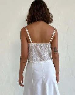 Motel Rocks Strappy Tops | Lace Tops-Kasturi Top in Broderie White