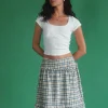 Motel Rocks Printed Skirts | A Line Skirts-Kasya Midi Skirt in Pastel Blue Tartan pastelbluetartan