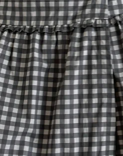 Motel Rocks Tailoring | Printed Skirts-Kasya Midi Skirt in Tonal Gingham Black and Grey TonalGinghamBlackandGrey