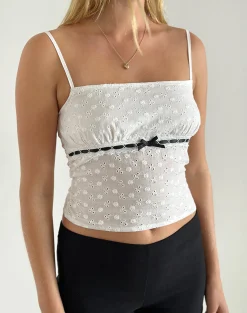 Motel Rocks Co-Ords | Corset Tops-Katisa Top in Broderie White