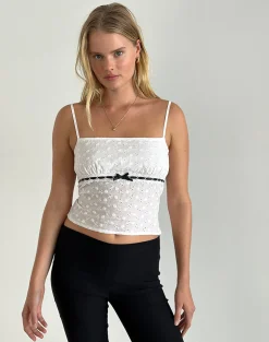 Motel Rocks Co-Ords | Corset Tops-Katisa Top in Broderie White
