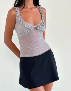 Motel Rocks Strappy Tops | Going Out Tops-Kavya Top in Heart Flock Grey
