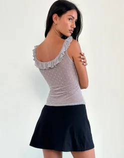 Motel Rocks Strappy Tops | Going Out Tops-Kavya Top in Heart Flock Grey