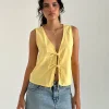 Motel Rocks Vest Tops-Kayve Tie Front Top in Lemonade