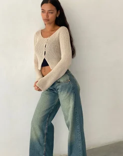 Motel Rocks Jumpers | Cardigans-Kazayo Long Sleeve Knit Top in Natural