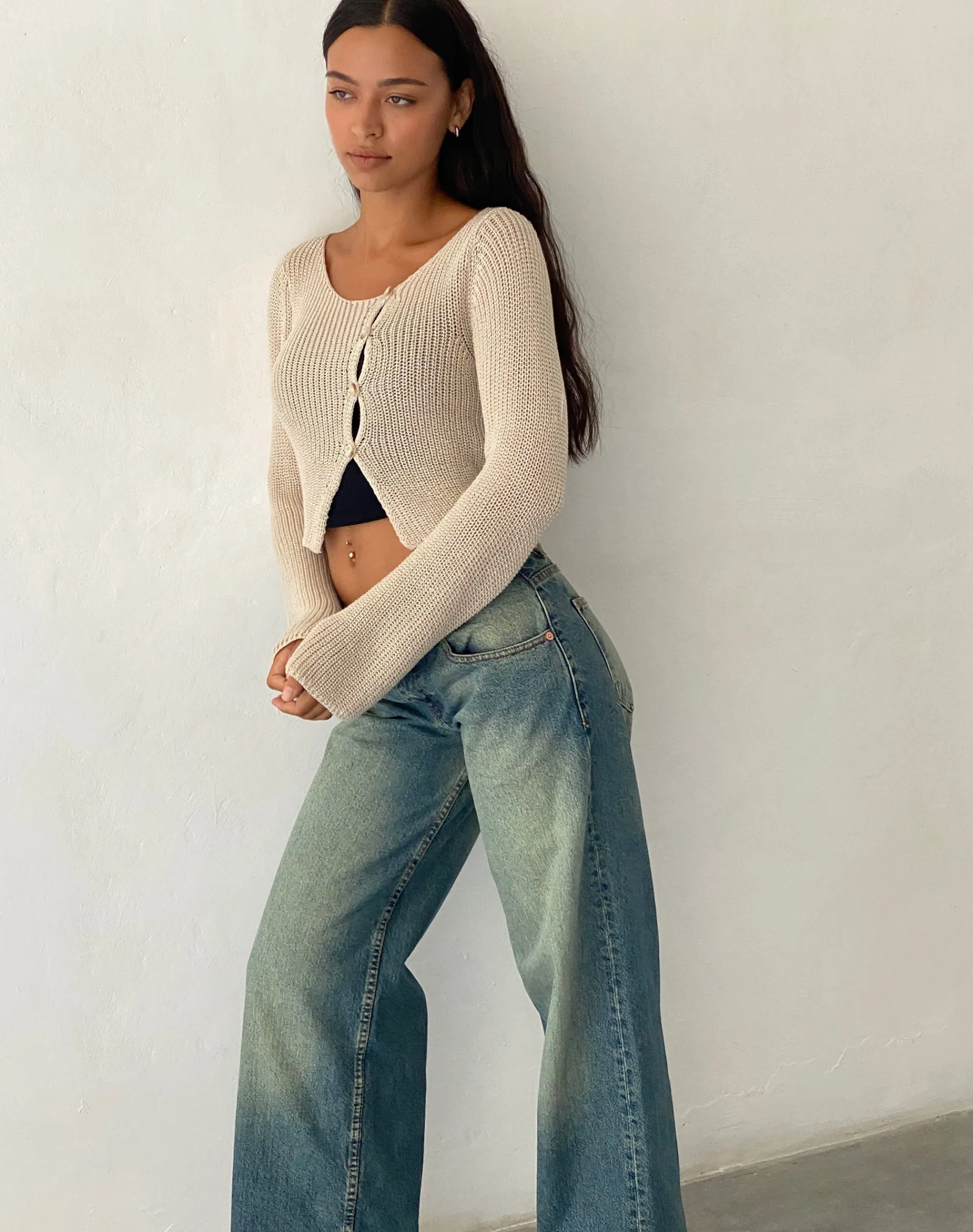 Motel Rocks Jumpers | Cardigans-Kazayo Long Sleeve Knit Top in Natural
