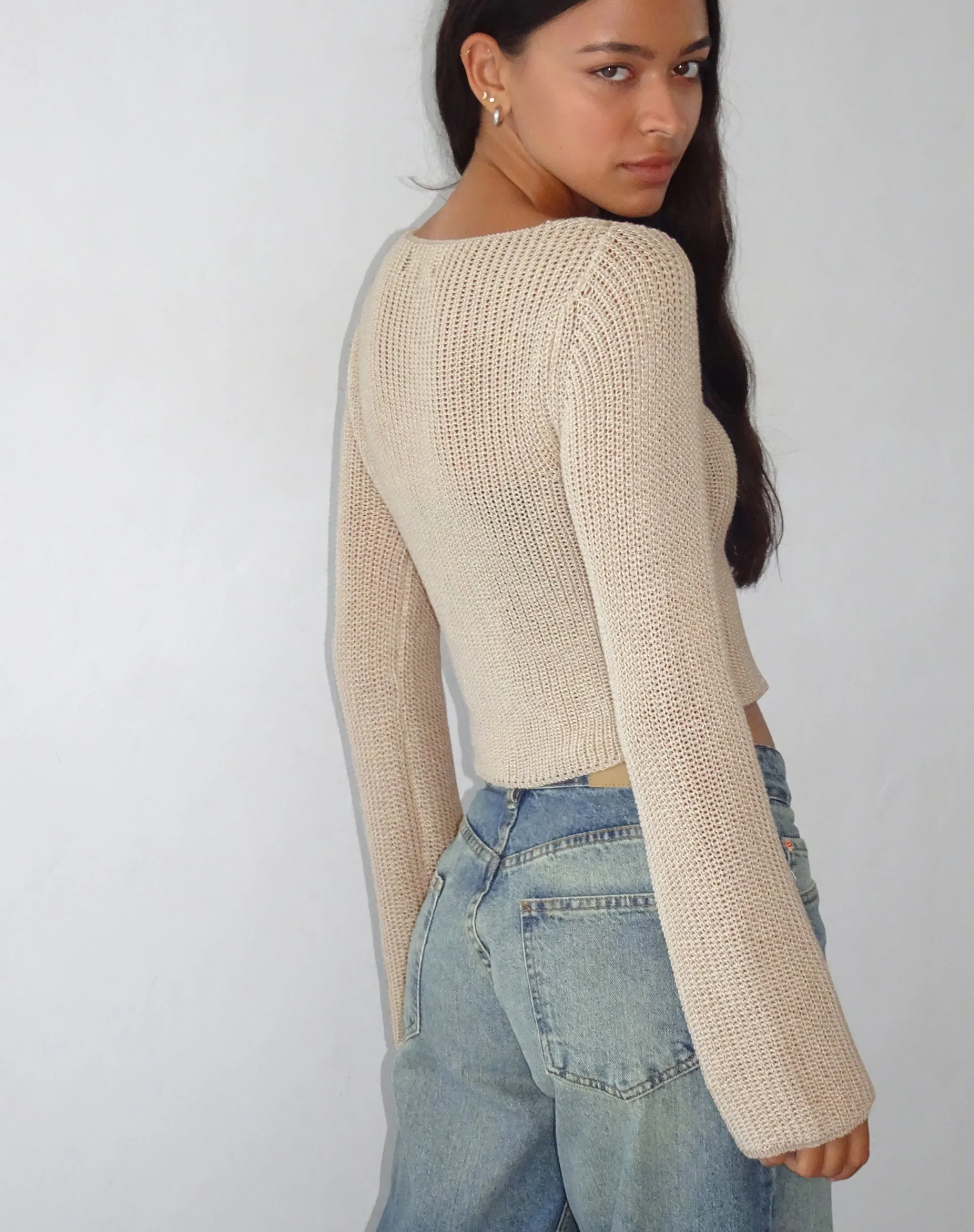 Motel Rocks Jumpers | Cardigans-Kazayo Long Sleeve Knit Top in Natural