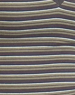 Motel Rocks Printed Tops | Tees-Keiko Top in Stripe Jersey Brown Army StripeJerseyBrownArmy