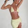 Motel Rocks Mini Skirts-Kelsi Swim Skirt in Paisley Yellow