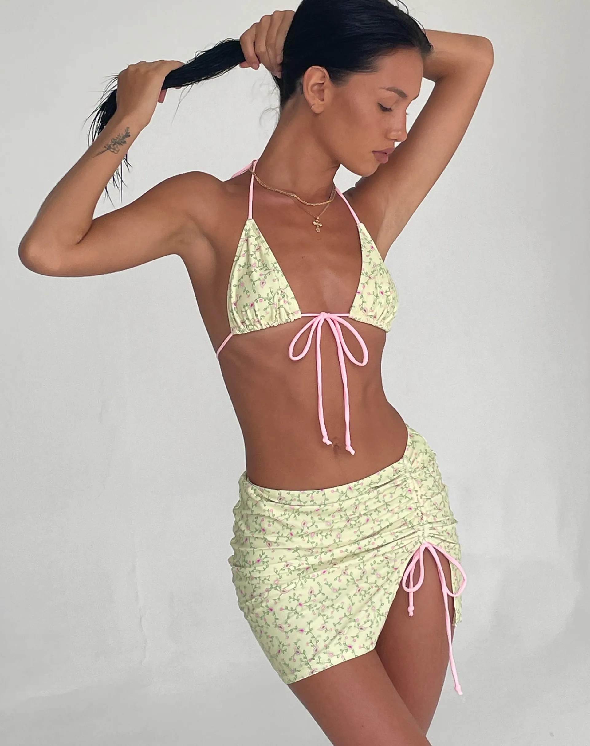 Motel Rocks Mini Skirts-Kelsi Swim Skirt in Paisley Yellow