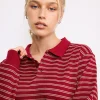 Motel Rocks Shirts And Blouses | Long Sleeve Tops-Kemillau Baggy Shirt in Burgundy with White Stripes BurgundywithWhiteStripes