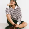 Motel Rocks Shirts And Blouses-Kemillau Baggy Shirt in Brown with White Stripes BrownwithWhiteStripes