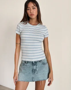 Motel Rocks Basic Tops | Printed Tops-Kenichi Top in Stripe Blue and White Jersey StripeBlueandWhiteJersey