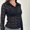 Motel Rocks Shirts And Blouses | Long Sleeve Tops-Kenila Shirt in Regal Lace Black RegalLaceBlack